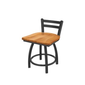 411 Jackie 18" Low Back Swivel Vanity Stool with Pewter Finish and Medium Maple Seat, 41118PWMedMpl