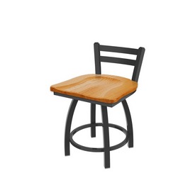 411 Jackie 18" Low Back Swivel Vanity Stool with Pewter Finish and Medium Oak Seat, 41118PWMedOak
