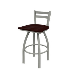 411 Jackie Low Back Swivel Stool with Anodized Nickel Finish and Dark Cherry Oak Seat, AGS-41125ANDCOak 411 Jackie Low Back Swivel Stool with Anodized Nickel Finish and Dark Cherry Oak Seat, AGS-41125ANDCOak
