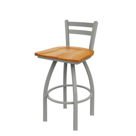 411 Jackie Low Back Swivel Stool with Anodized Nickel Finish and Medium Oak Seat, AGS-41125ANMedOak 411 Jackie Low Back Swivel Stool with Anodized Nickel Finish and Medium Oak Seat, AGS-41125ANMedOak
