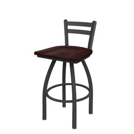 411 Jackie Low Back Swivel Stool with Pewter Finish and Dark Cherry Maple Seat