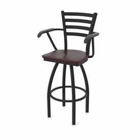 415 Jackie with Arms Swivel Stool with Black Wrinkle Finish and Dark Cherry Maple Seat, AGS-41525BWDCMpl 415 Jackie with Arms Swivel Stool with Black Wrinkle Finish and Dark Cherry Maple Seat, AGS-41525BWDCMpl