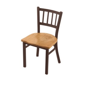 610 Contessa 18" Chair with Bronze Finish and Medium Oak Seat, 61018BZMedOak