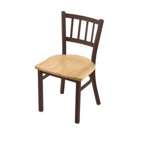 610 Contessa 18" Chair with Bronze Finish and Natural Oak Seat, 61018BZNatOak