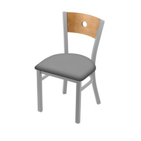 630 Voltaire 18" Chair with Anodized Nickel Finish, Medium Back, and Canter Folkstone Grey Seat, 63018ANMedMplB007