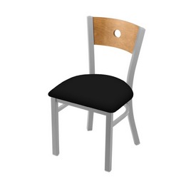 630 Voltaire 18" Chair with Anodized Nickel Finish, Medium Back, and Black Vinyl Seat, 63018ANMedMplBBlkVinyl