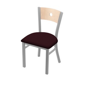 630 Voltaire 18" Chair with Anodized Nickel Finish, Natural Back, and Canter Bordeaux Seat, 63018ANNatMplB005