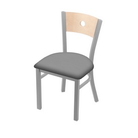 630 Voltaire 18" Chair with Anodized Nickel Finish, Natural Back, and Canter Folkstone Grey Seat, 63018ANNatMplB007