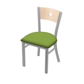 630 Voltaire 18" Chair with Anodized Nickel Finish, Natural Back, and Canter Kiwi Green Seat, 63018ANNatMplB009