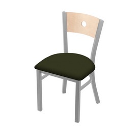 630 Voltaire 18" Chair with Anodized Nickel Finish, Natural Back, and Canter Pine Seat, 63018ANNatMplB010