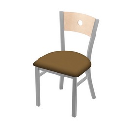 630 Voltaire 18" Chair with Anodized Nickel Finish, Natural Back, and Canter Saddle Seat, 63018ANNatMplB012