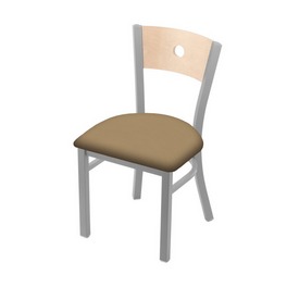 630 Voltaire 18" Chair with Anodized Nickel Finish, Natural Back, and Canter Sand Seat, 63018ANNatMplB013