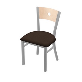 630 Voltaire 18" Chair with Anodized Nickel Finish, Natural Back, and Rein Coffee Seat, 63018ANNatMplB025