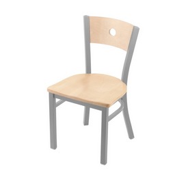 630 Voltaire 18" Chair with Anodized Nickel Finish, Natural Back, and Natural Maple Seat, 63018ANNatMplBNatMpl
