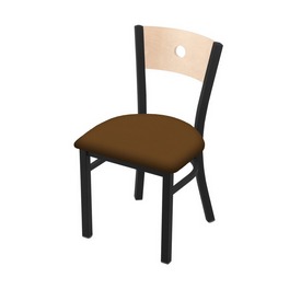 630 Voltaire 18" Chair with Black Wrinkle Finish, Natural Back, and Canter Thatch Seat, 63018BWNatMplB001