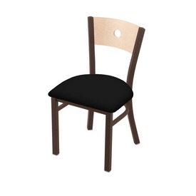630 Voltaire 18" Chair with Bronze Finish, Natural Back, and Black Vinyl Seat, 63018BZNatMplBBlkVinyl