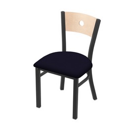 630 Voltaire 18" Chair with Pewter Finish, Natural Back, and Canter Twilight Seat, 63018PWNatMplB002