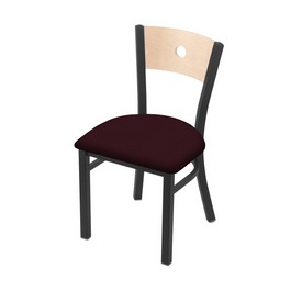 630 Voltaire 18" Chair with Pewter Finish, Natural Back, and Canter Bordeaux Seat, 63018PWNatMplB005