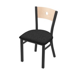 630 Voltaire 18" Chair with Pewter Finish, Natural Back, and Graph Coal Seat, 63018PWNatMplB018