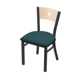 630 Voltaire 18" Chair with Pewter Finish, Natural Back, and Graph Tidal Seat, 63018PWNatMplB022