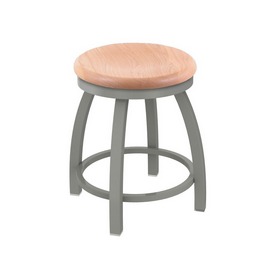 802 Misha 18" Swivel Vanity Stool with Anodized Nickel Finish and Natural Oak Seat, 80218ANNatOak