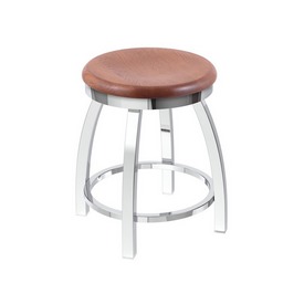 802 Misha 18" Swivel Vanity Stool with Chrome Finish and Medium Oak Seat, 80218CHMedOak