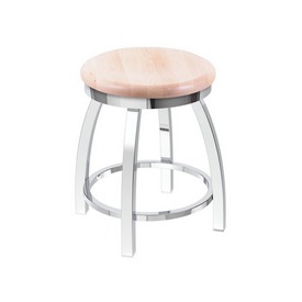 802 Misha 18" Swivel Vanity Stool with Chrome Finish and Natural Maple Seat, 80218CHNatMpl