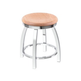 802 Misha 18" Swivel Vanity Stool with Chrome Finish and Natural Oak Seat, 80218CHNatOak