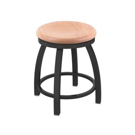 802 Misha 18" Swivel Vanity Stool with Pewter Finish and Natural Oak Seat, 80218PWNatOak