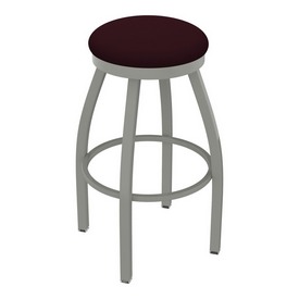 802 Misha Swivel Stool with Anodized Nickel Finish and Canter Bordeaux Seat, AGS-80225AN005 802 Misha Swivel Stool with Anodized Nickel Finish and Canter Bordeaux Seat, AGS-80225AN005