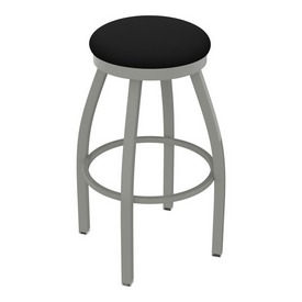 802 Misha Swivel Stool with Anodized Nickel Finish and Black Vinyl Seat, AGS-80225ANBlkVinyl 802 Misha Swivel Stool with Anodized Nickel Finish and Black Vinyl Seat, AGS-80225ANBlkVinyl