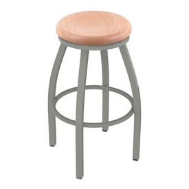 802 Misha Swivel Stool with Anodized Nickel Finish and Natural Oak Seat, AGS-80225ANNatOak 802 Misha Swivel Stool with Anodized Nickel Finish and Natural Oak Seat, AGS-80225ANNatOak