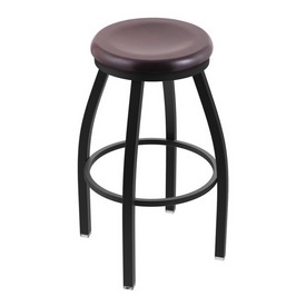 802 Misha 36" Swivel Extra Tall Bar Stool with Black Wrinkle Finish and Dark Cherry Maple Seat, 80236BWDCMpl