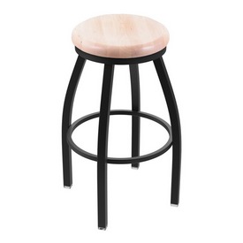 802 Misha 36" Swivel Extra Tall Bar Stool with Black Wrinkle Finish and Natural Maple Seat, 80236BWNatMpl