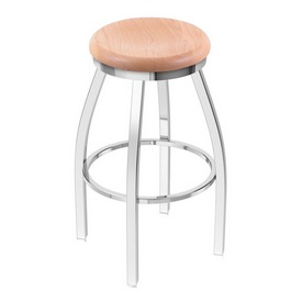 802 Misha Swivel Stool with Chrome Finish and Natural Oak Seat, AGS-80225CHNatOak 802 Misha Swivel Stool with Chrome Finish and Natural Oak Seat, AGS-80225CHNatOak