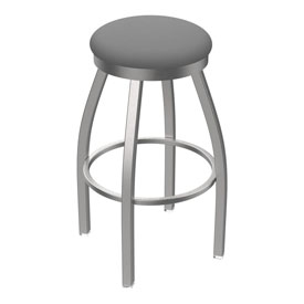 802 Misha Swivel Stool with Stainless Finish and Canter Folkstone Grey Seat