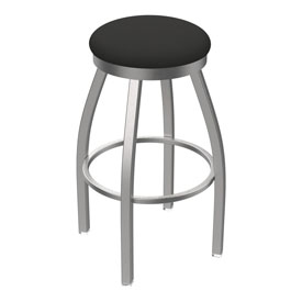 802 Misha Swivel Stool with Stainless Finish and Canter Iron Seat