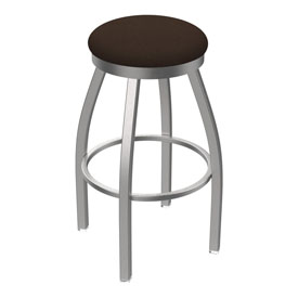 802 Misha Swivel Stool with Stainless Finish and Rein Coffee Seat