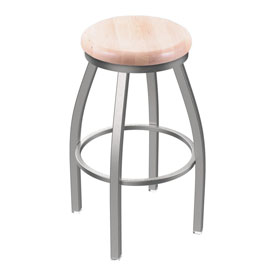 802 Misha Swivel Stool with Stainless Finish and Natural Maple Seat, AGS-80225SSNatMpl 802 Misha Swivel Stool with Stainless Finish and Natural Maple Seat, AGS-80225SSNatMpl