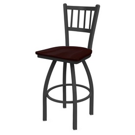 810 Contessa Swivel Stool with Pewter Finish and Dark Cherry Oak Seat, AGS-81025PWDCOak 810 Contessa Swivel Stool with Pewter Finish and Dark Cherry Oak Seat, AGS-81025PWDCOak