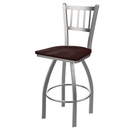 810 Contessa Swivel Stool with Stainless Finish and Dark Cherry Maple Seat, AGS-81025SSDCMpl 810 Contessa Swivel Stool with Stainless Finish and Dark Cherry Maple Seat, AGS-81025SSDCMpl