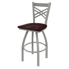 820 Catalina Swivel Stool with Anodized Nickel Finish and Dark Cherry Maple Seat, AGS-82025ANDCMpl 820 Catalina Swivel Stool with Anodized Nickel Finish and Dark Cherry Maple Seat, AGS-82025ANDCMpl