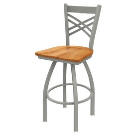820 Catalina Swivel Stool with Anodized Nickel Finish and Medium Maple Seat, AGS-82025ANMedMpl 820 Catalina Swivel Stool with Anodized Nickel Finish and Medium Maple Seat, AGS-82025ANMedMpl