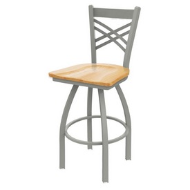 820 Catalina Swivel Stool with Anodized Nickel Finish and Natural Oak Seat, AGS-82025ANNatOak 820 Catalina Swivel Stool with Anodized Nickel Finish and Natural Oak Seat, AGS-82025ANNatOak