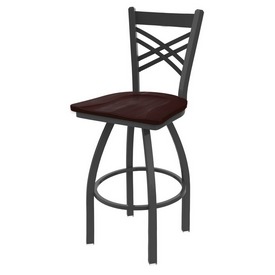 820 Catalina Swivel Stool with Pewter Finish and Dark Cherry Maple Seat, AGS-82025PWDCMpl 820 Catalina Swivel Stool with Pewter Finish and Dark Cherry Maple Seat, AGS-82025PWDCMpl