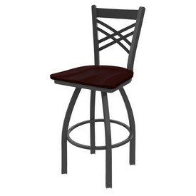 820 Catalina Swivel Stool with Pewter Finish and Dark Cherry Oak Seat, AGS-82025PWDCOak 820 Catalina Swivel Stool with Pewter Finish and Dark Cherry Oak Seat, AGS-82025PWDCOak