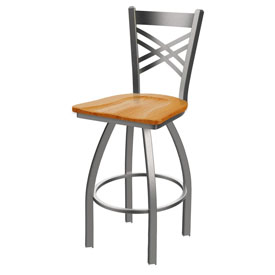 820 Catalina Swivel Stool with Stainless Finish and Medium Oak Seat, AGS-82025SSMedOak 820 Catalina Swivel Stool with Stainless Finish and Medium Oak Seat, AGS-82025SSMedOak