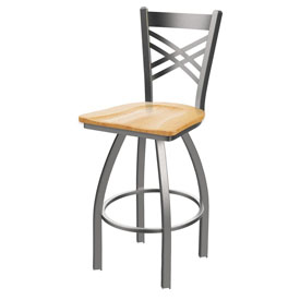 820 Catalina Swivel Stool with Stainless Finish and Natural Oak Seat, AGS-82025SSNatOak 820 Catalina Swivel Stool with Stainless Finish and Natural Oak Seat, AGS-82025SSNatOak