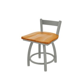 821 Catalina 18" Low Back Swivel Vanity Stool with Anodized Nickel Finish and Medium Oak Seat, 82118ANMedOak