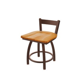 821 Catalina 18" Low Back Swivel Vanity Stool with Bronze Finish and Medium Oak Seat, 82118BZMedOak